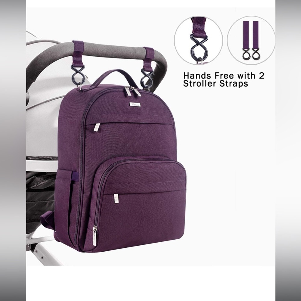 Diaper Bag Backpack Multifunction Travel Backpack Purple - Picture 14 of 15